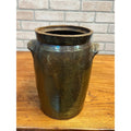 Antique Primitive Stoneware Brown Albany Cream Pot Double Handle Crock Farmhouse
