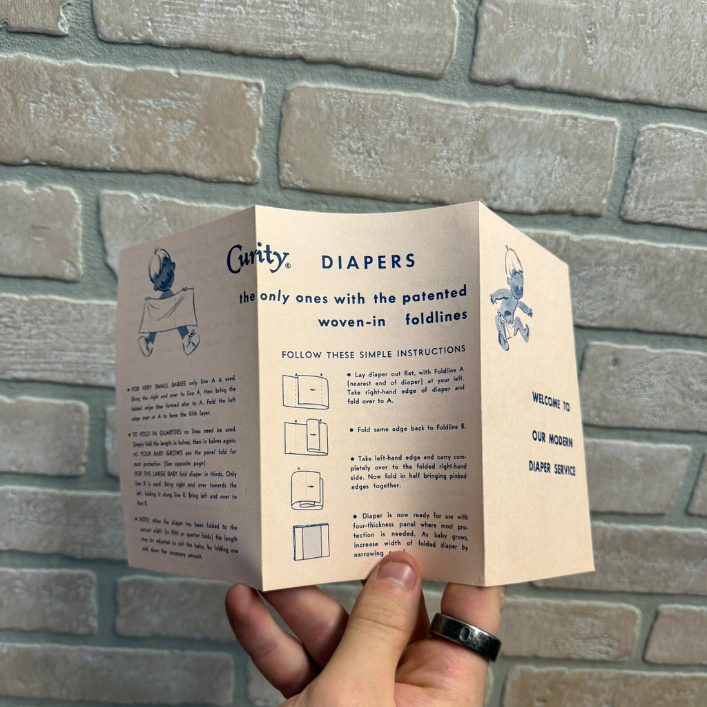 Vintage Curity Diaper Fold-Out Advertisement Ad Brochure Baby Child Diapers