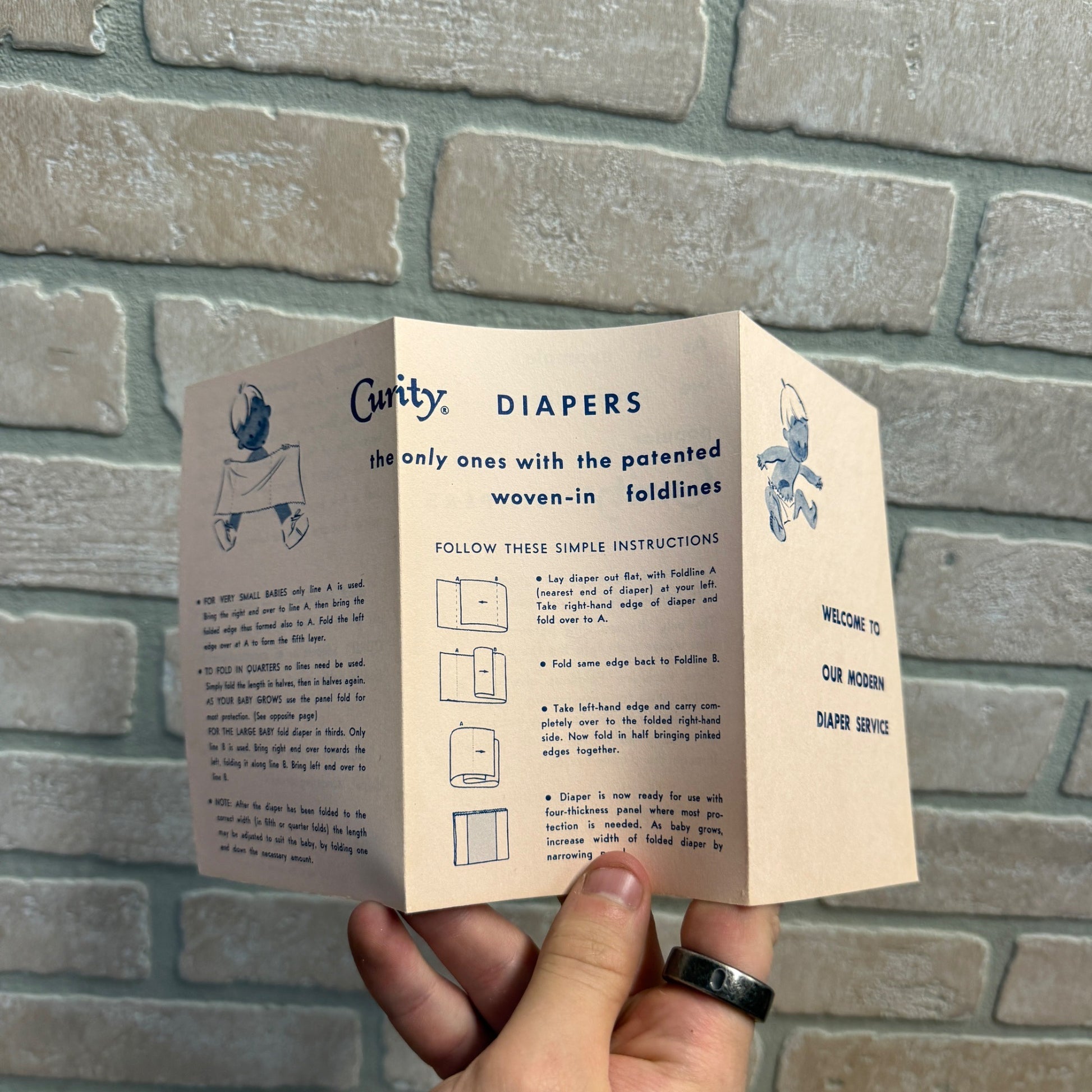 Vintage Curity Diaper Fold-Out Advertisement Ad Brochure Baby Child Diapers