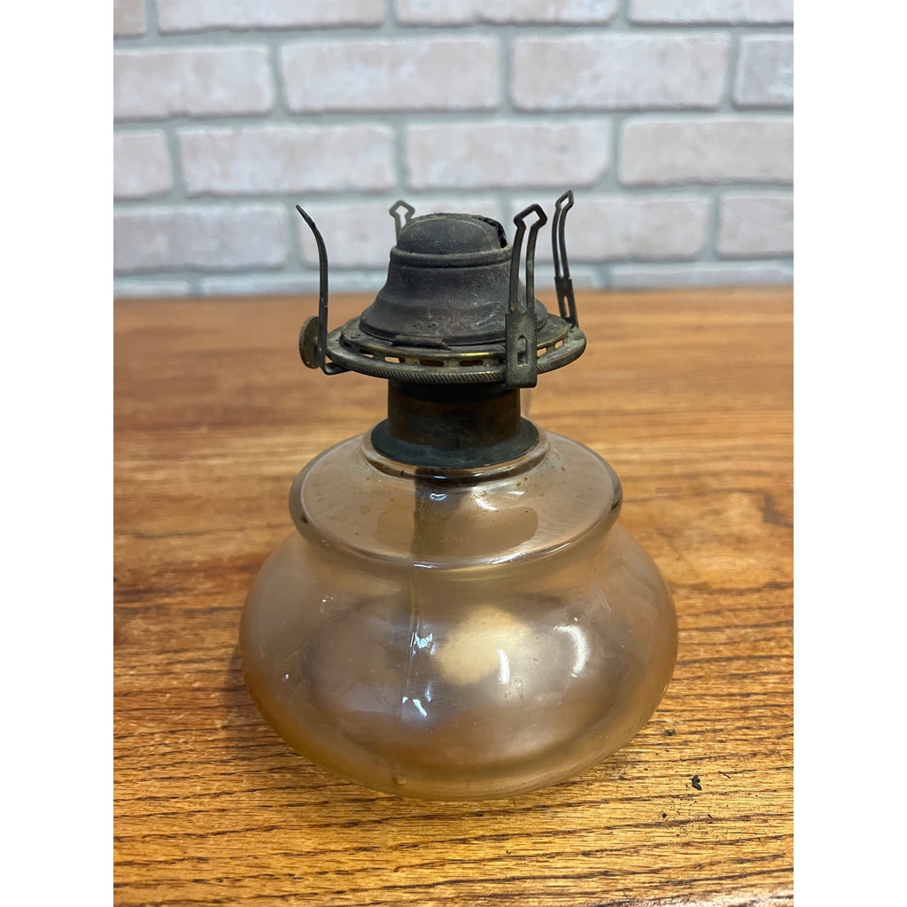 Antique EAPG Victorian Oil Kerosene Finger Loop Glass Lamp w/ Queen Anne No.1 Burner Farmhouse