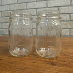 (2 Vintage Ball Mason Pint Jar - Clear Embossed Fruit Sculpted 61a