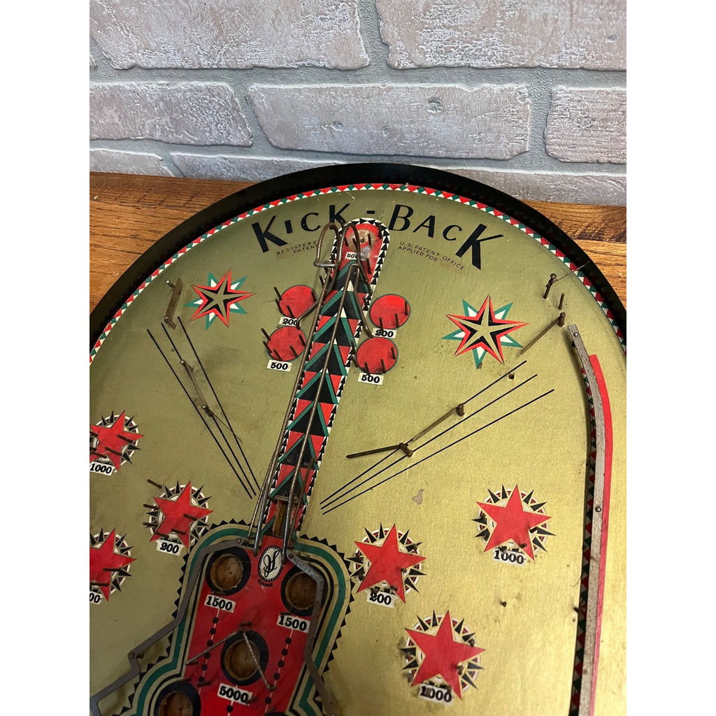 Vintage 1930s Schneider Inc Kick-Back Marble Pinball Table Top Game Tin Litho