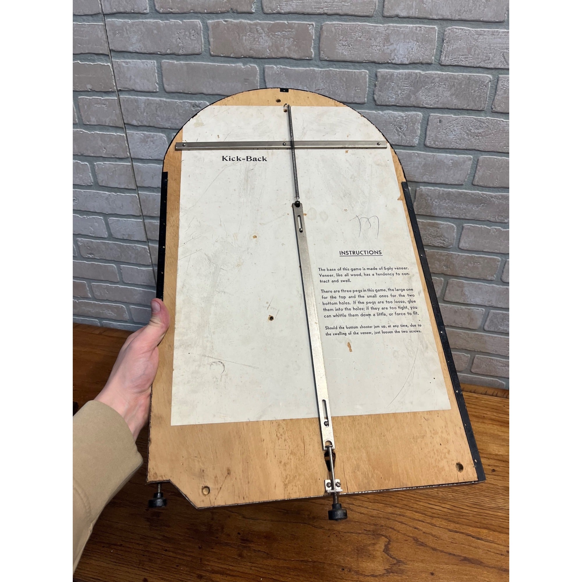 Vintage 1930s Schneider Inc Kick-Back Marble Pinball Table Top Game Tin Litho