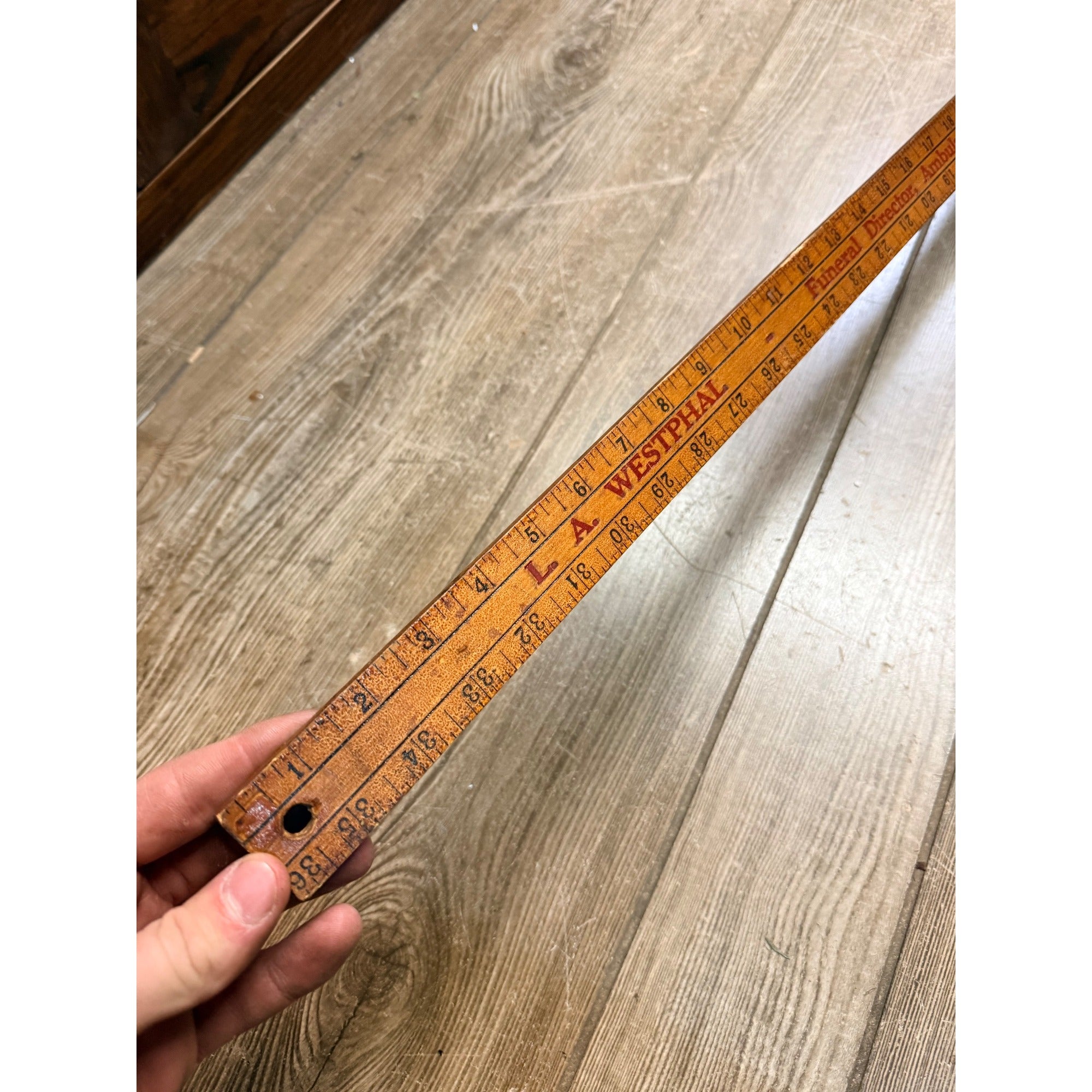 Vintage West Bend Wisconsin Funeral Director Ambulance Service Yardstick Westphal