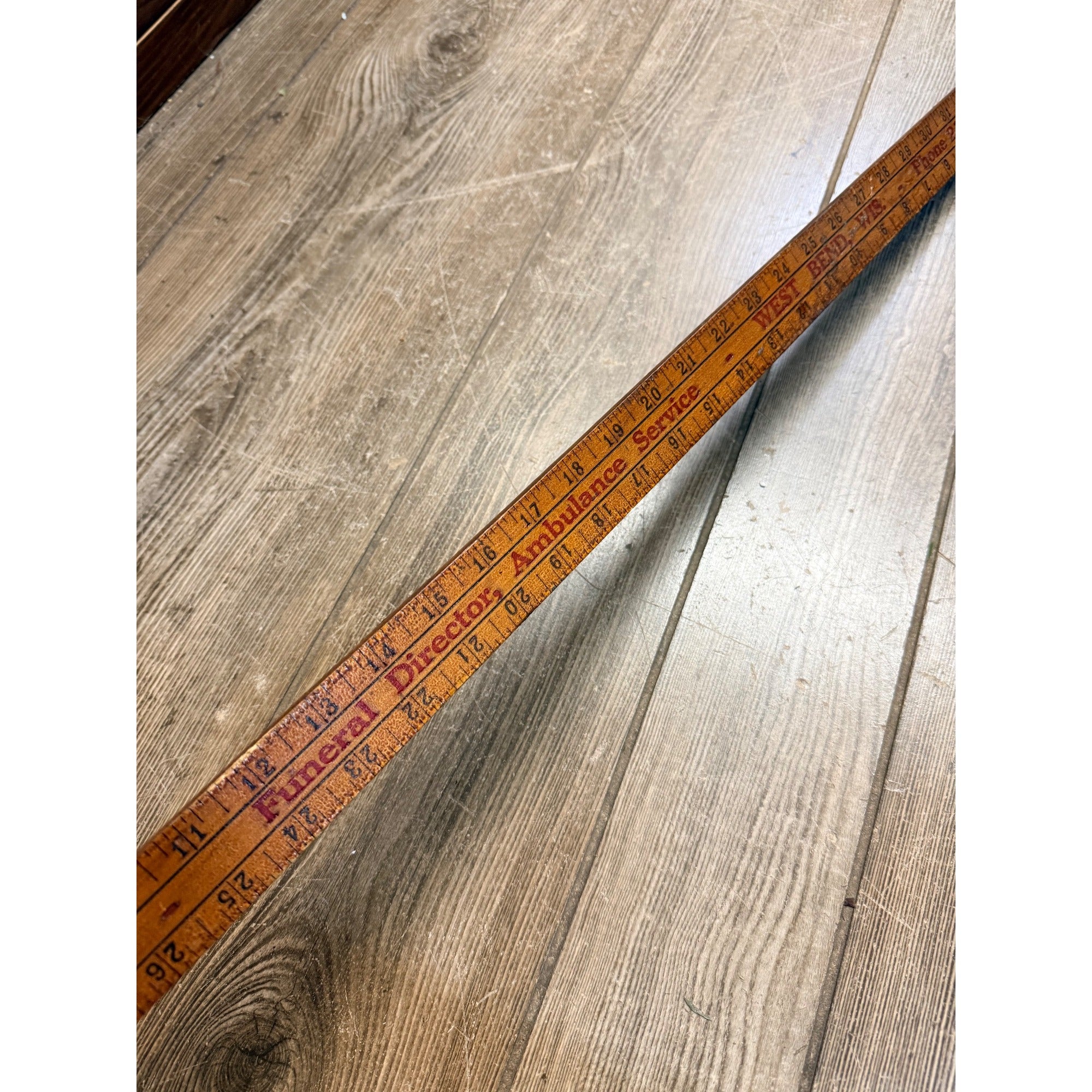 Vintage West Bend Wisconsin Funeral Director Ambulance Service Yardstick Westphal