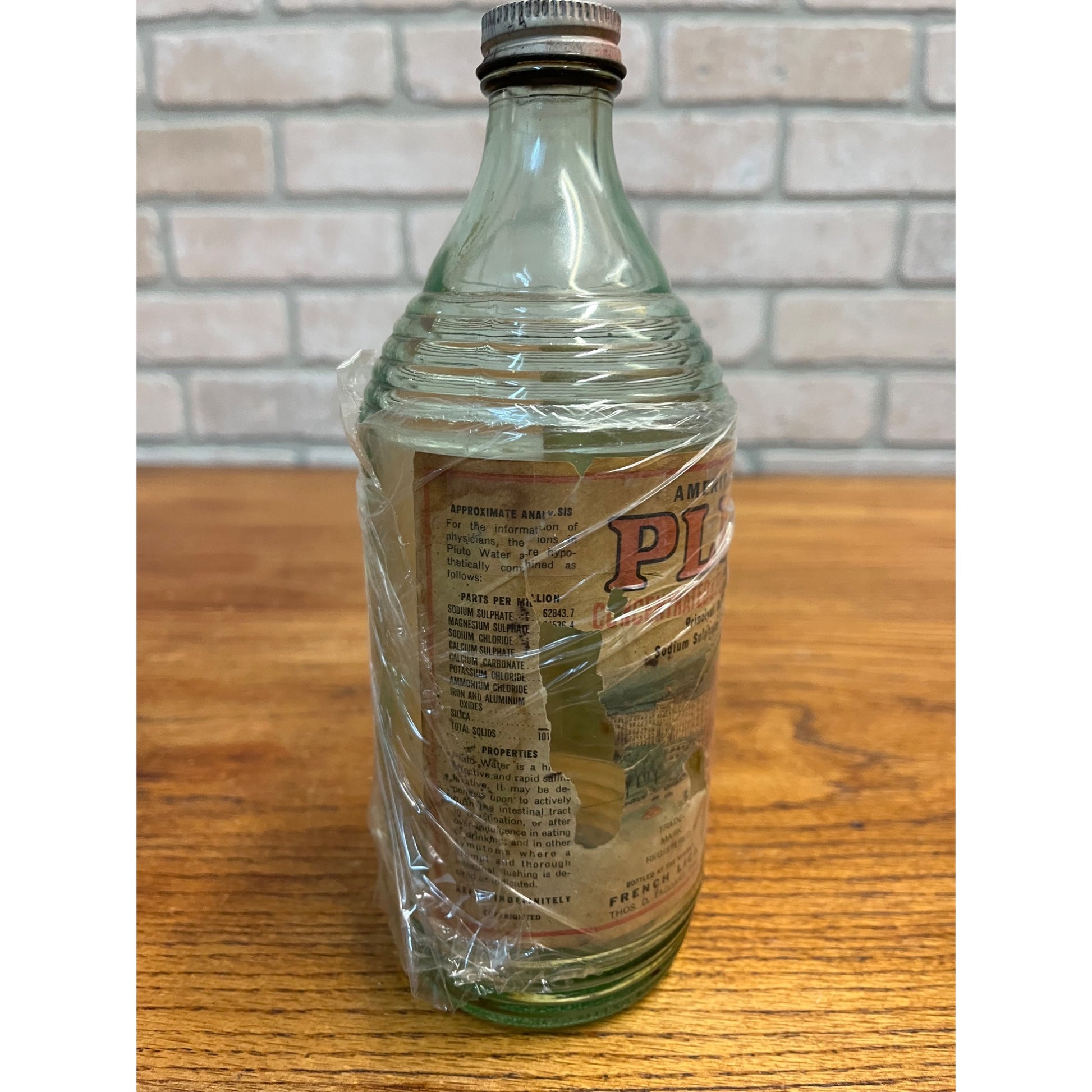 Vintage America Physic Pluto Water Glass Bottle Label French Lick Springs Hotel