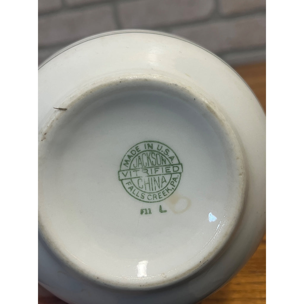 Vintage 1950s Jackson China Green Stripe Restaurant Ware Fruit Berry Bowl 5"