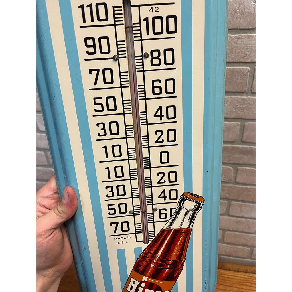 Vintage Drink Hires Root Beer Advertising Thermometer Sign Original 1950s Blue