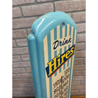Vintage Drink Hires Root Beer Advertising Thermometer Sign Original 1950s Blue