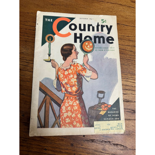 The Country Home October 1930 Magazine Halloween Cover JOL Mirror Vintage Antique