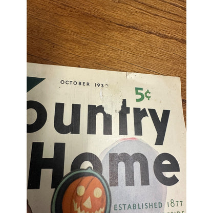 The Country Home October 1930 Magazine Halloween Cover JOL Mirror Vintage Antique