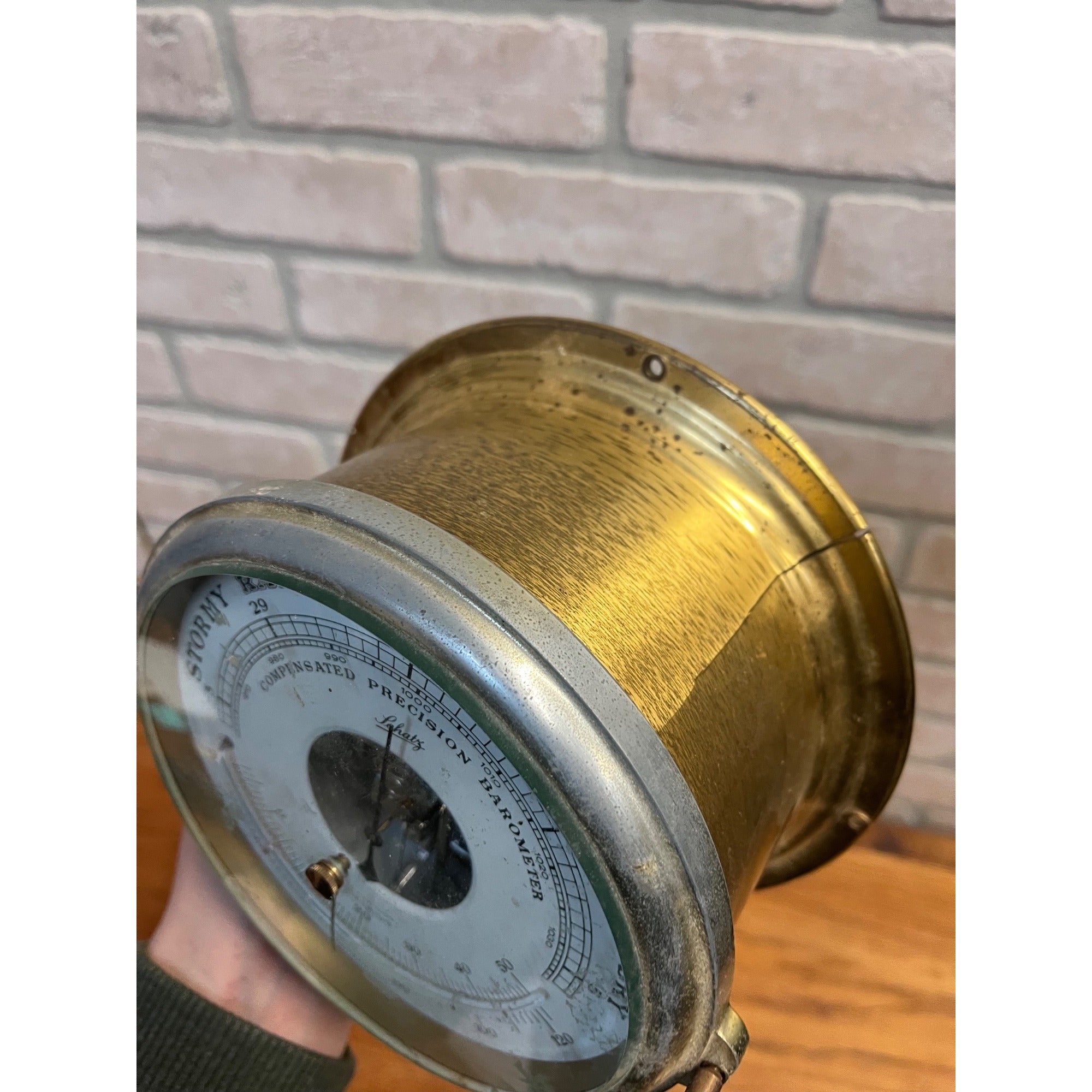 Vintage SCHATZ Rainy STORMY Barometer Precision 1950s As-Is