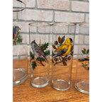 Vintage West Virginia Glass Co. Water Pitcher and Glasses with Song Birds 7pc Set