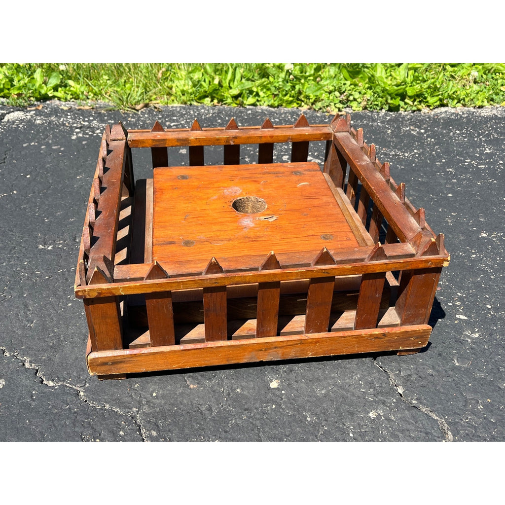Original Antique 1900s Wooden Christmas Feather Tree Stand Victorian Primitive