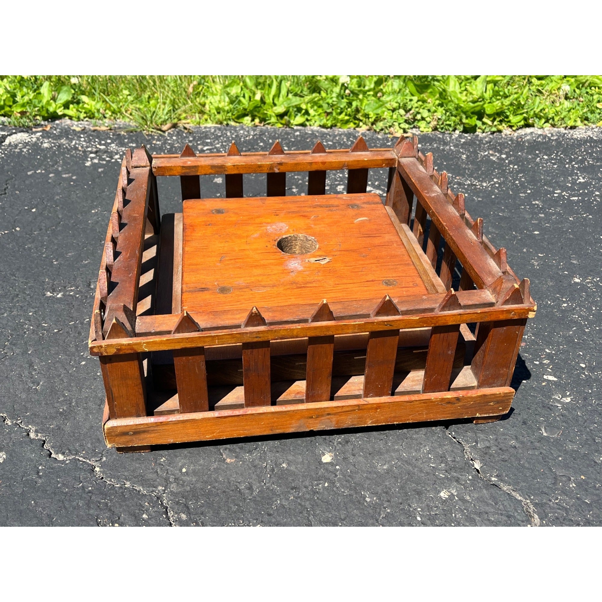 Original Antique 1900s Wooden Christmas Feather Tree Stand Victorian Primitive