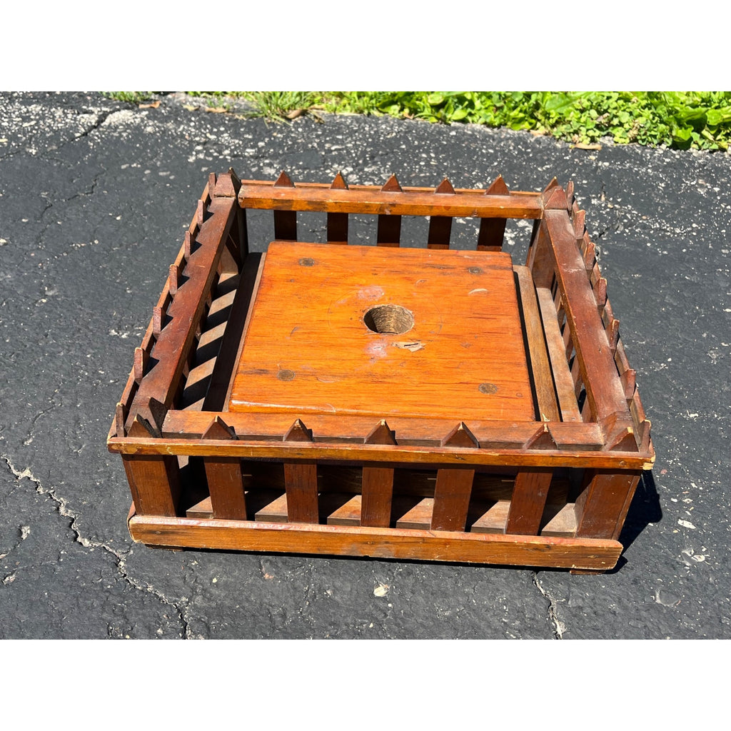 Original Antique 1900s Wooden Christmas Feather Tree Stand Victorian Primitive