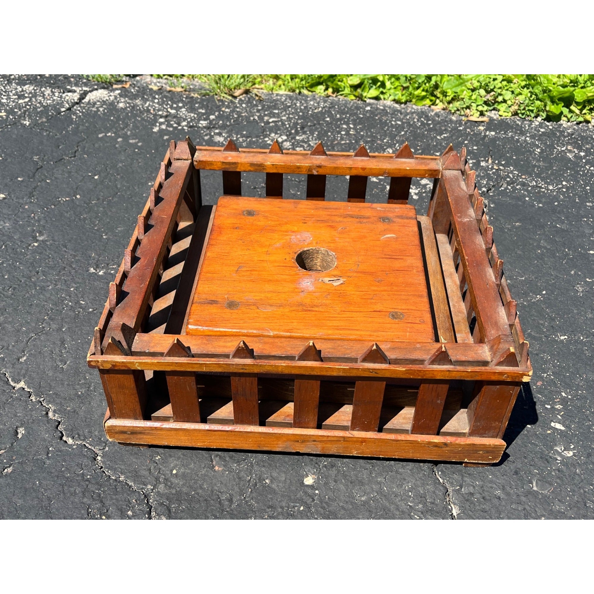 Original Antique 1900s Wooden Christmas Feather Tree Stand Victorian Primitive