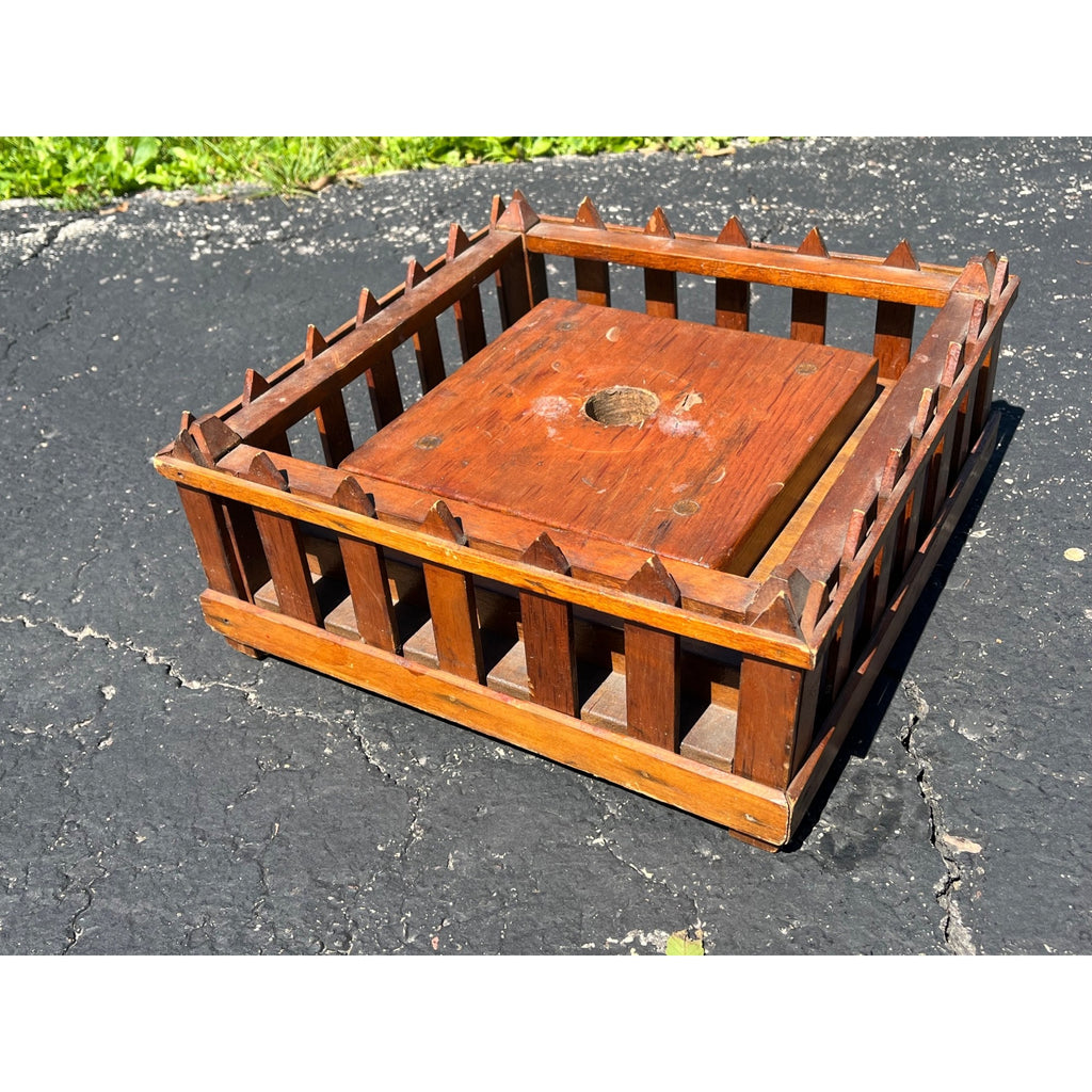 Original Antique 1900s Wooden Christmas Feather Tree Stand Victorian Primitive