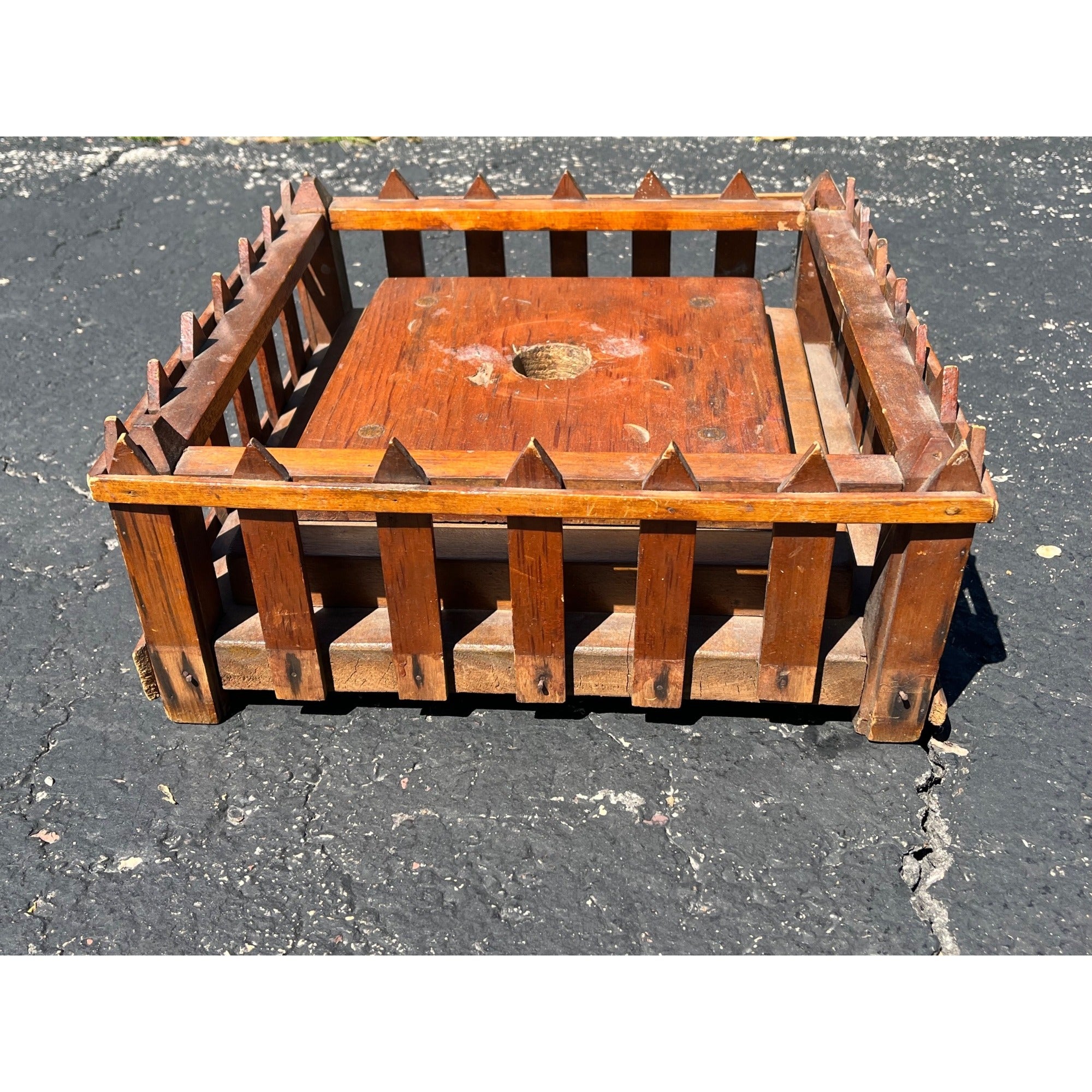 Original Antique 1900s Wooden Christmas Feather Tree Stand Victorian Primitive