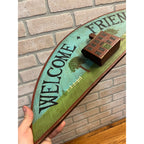 Vintage Hand Made Painted Wooden Welcome Sign by R Holland Primitive Decot Cottage
