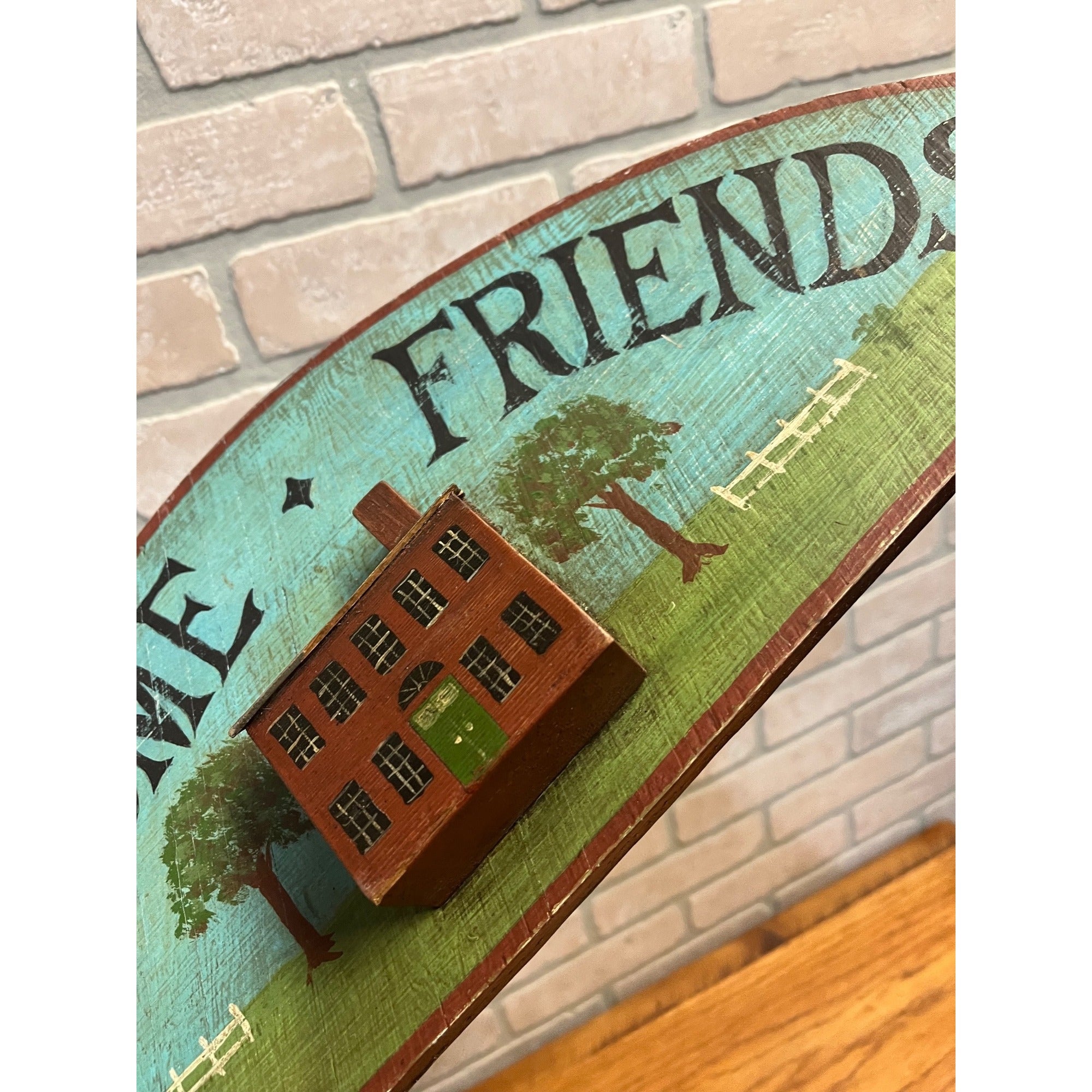 Vintage Hand Made Painted Wooden Welcome Sign by R Holland Primitive Decot Cottage