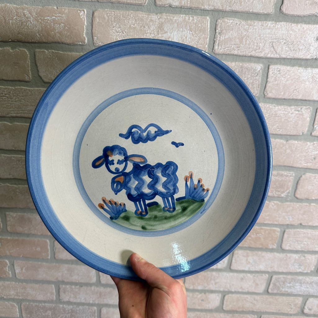 Vintage M.A. Hadley Art Pottery 11-3/4" Dinner Plate Stoneware Lamb