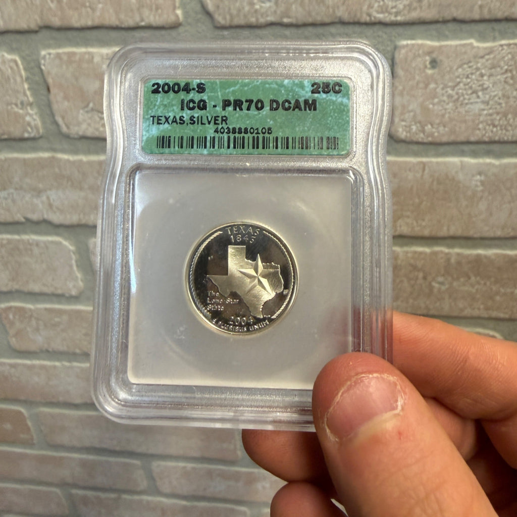 Certified ICG PR70 DCAM Silver Proof Quarter State  - Texas 2004 S