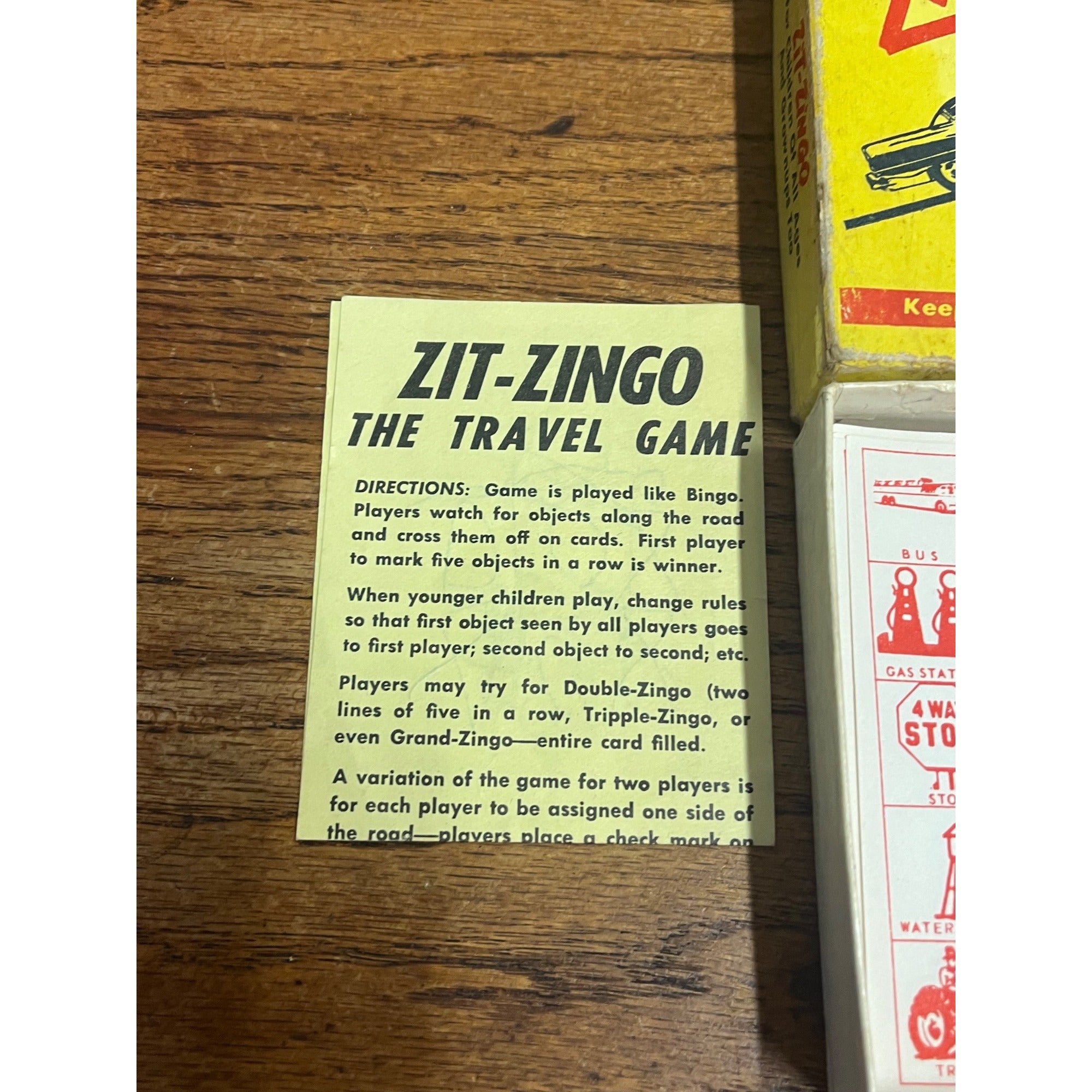 Vintage Zit-Zingo Travel Game Bingo-Style Entertainment for Car Rides The Jay and Jay Company Lombard, Illinois Circa 1954