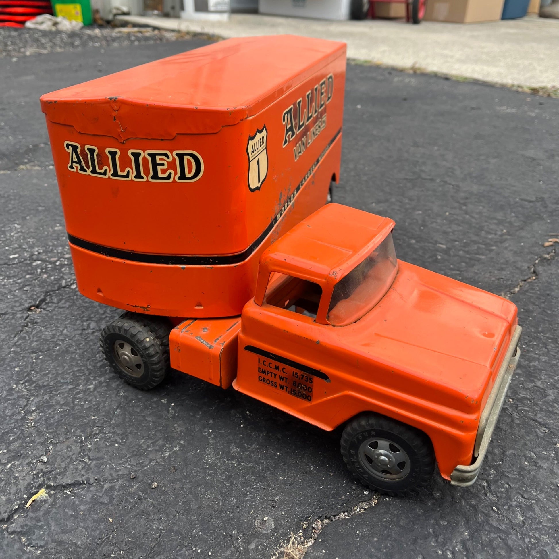 Vintage Tonka Allied Van Lines Movers Semi Truck Hauler Pressed Steel Toy