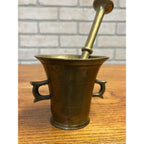 Vintage Double-Handled Solid Brass Mortar and Pestle Set