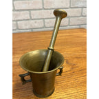 Vintage Double-Handled Solid Brass Mortar and Pestle Set