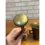 Vintage Double-Handled Solid Brass Mortar and Pestle Set