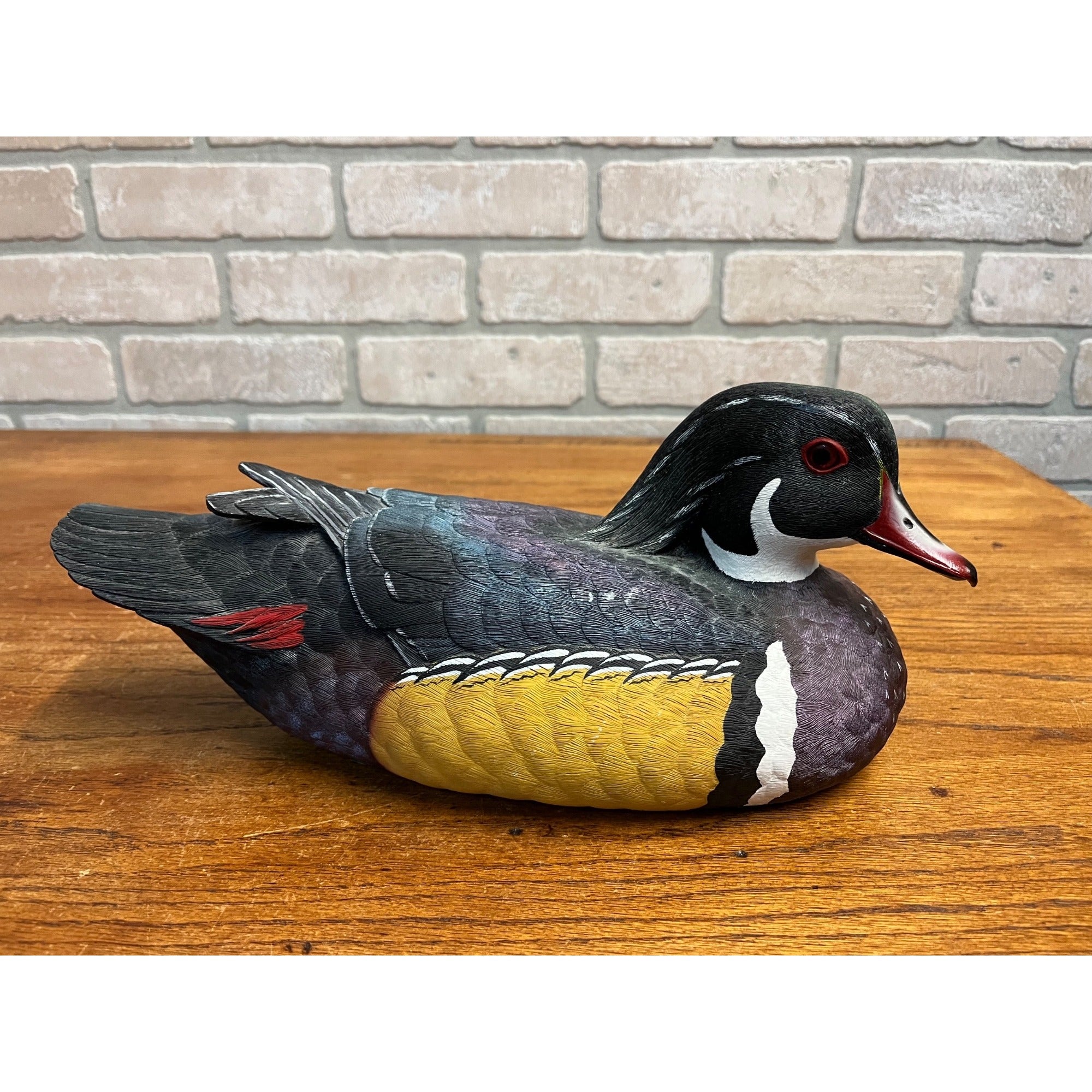 Vintage Jules A Bouillet Drake Duck Decoy Hand Painted Resin Figurine 12"