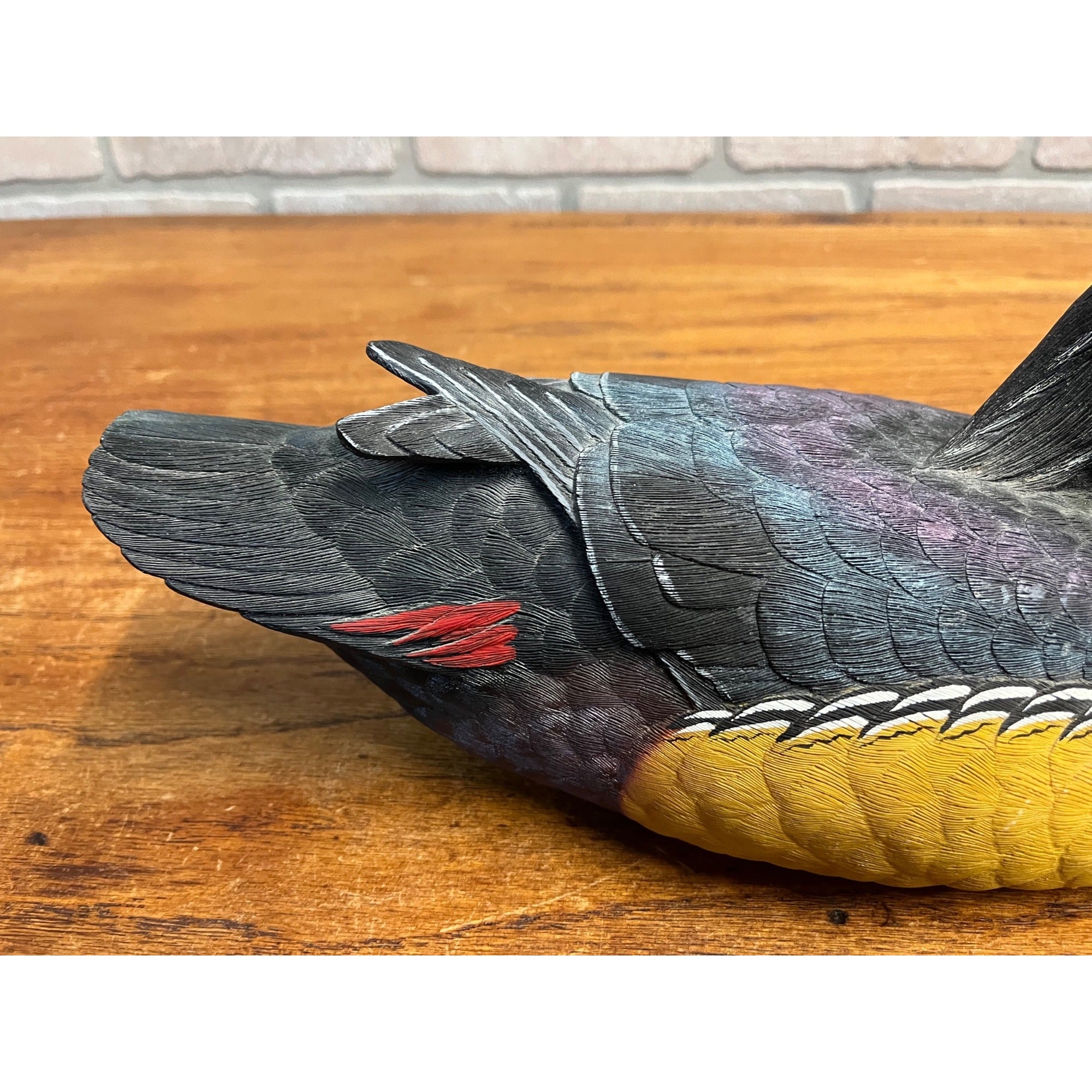 Vintage Jules A Bouillet Drake Duck Decoy Hand Painted Resin Figurine 12"