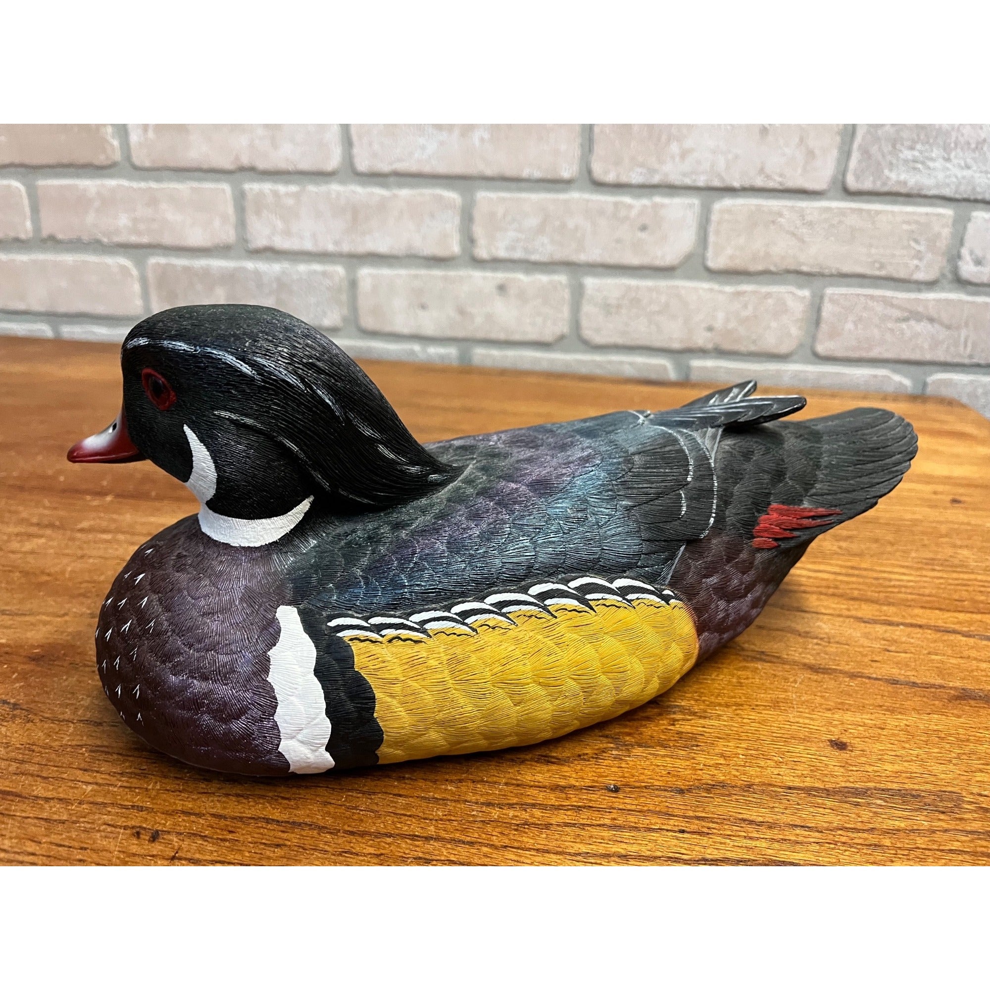 Vintage Jules A Bouillet Drake Duck Decoy Hand Painted Resin Figurine 12"