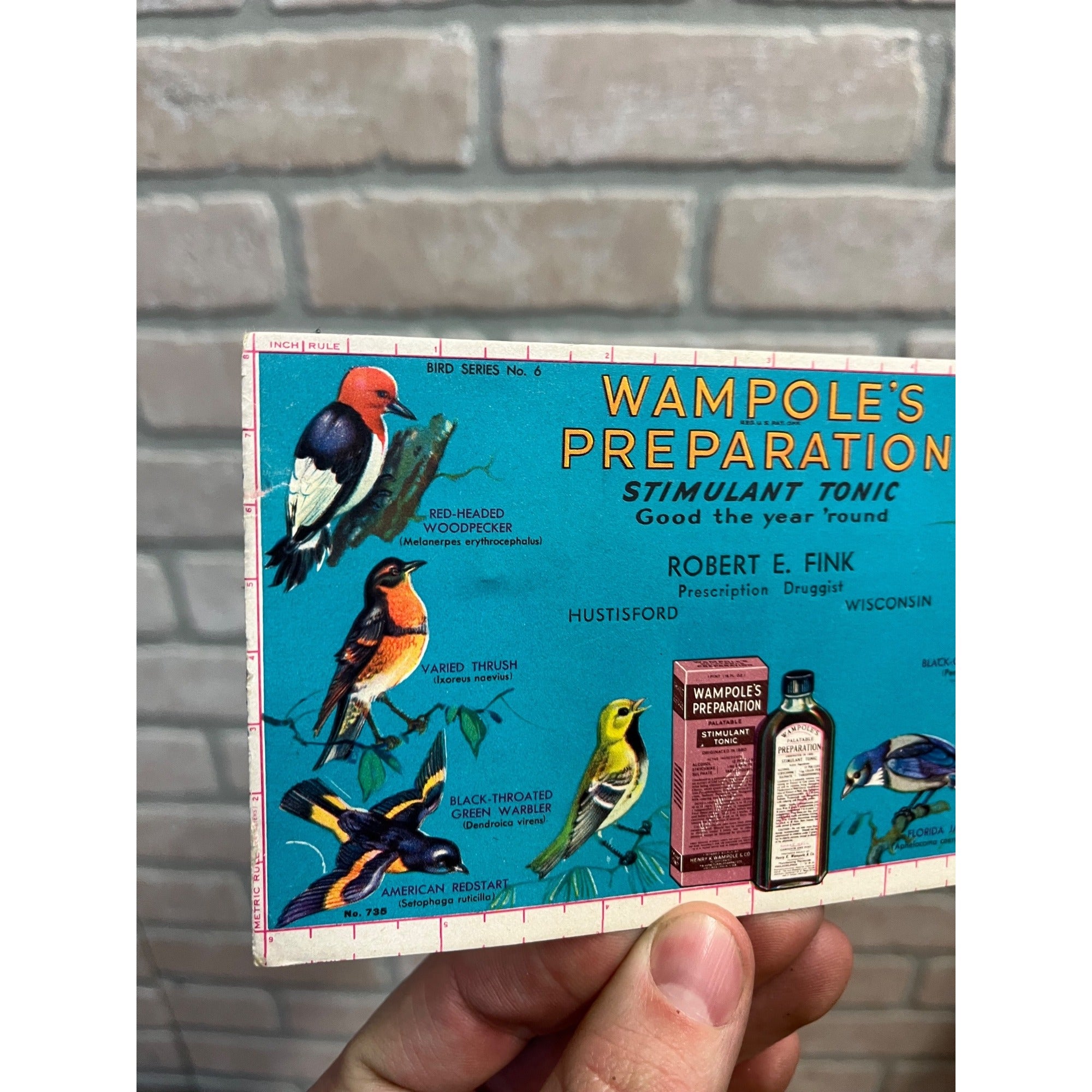 Vtg Wampole's Preparation Tonic and Stimulant Ink Blotter Hustisford Wisconsin