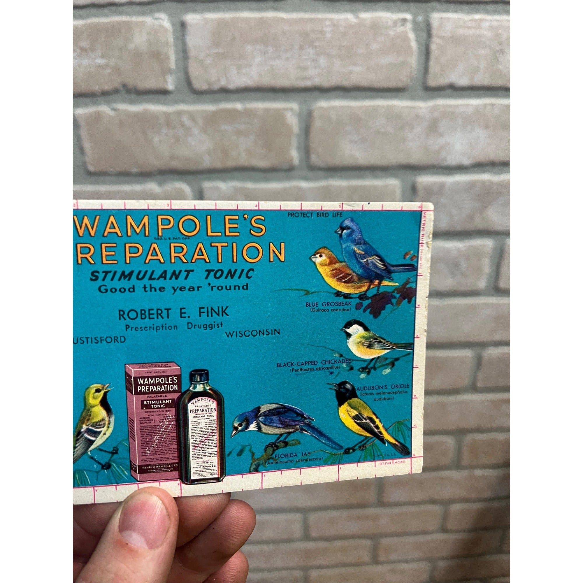 Vtg Wampole's Preparation Tonic and Stimulant Ink Blotter Hustisford Wisconsin