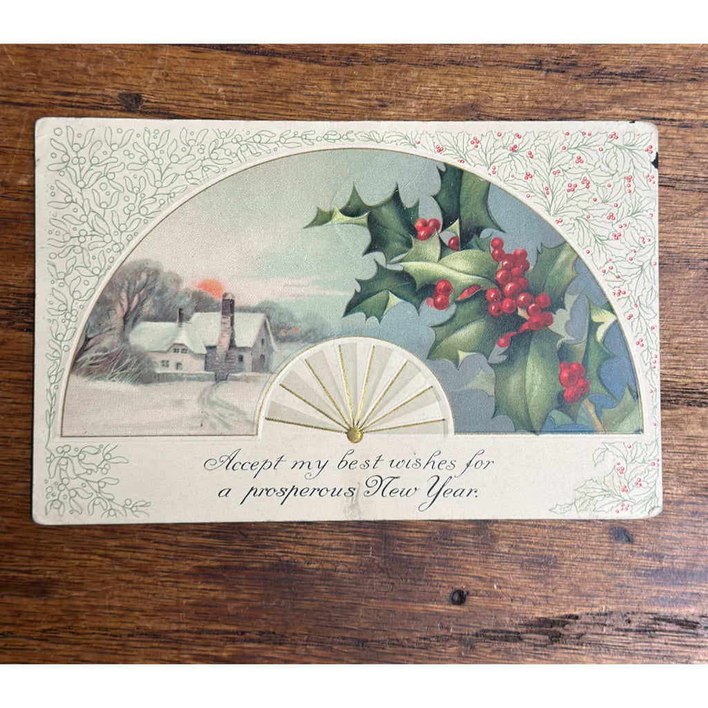 Vintage 1914 Christmas Postcard w/ Christmas Seal Tied American Red Cross