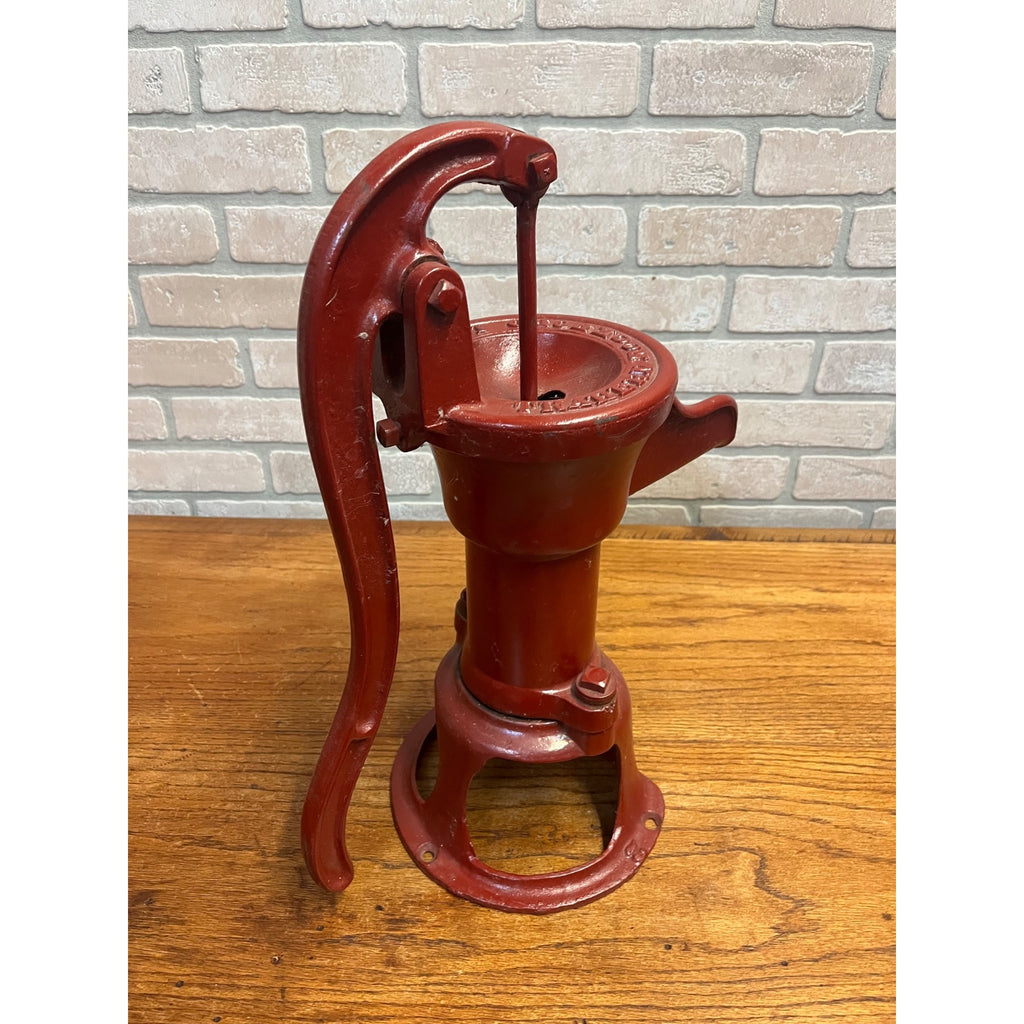 Vintage Red Trahern Pump Co. Cast Iron No. 2 Farm Water Hand Pump
