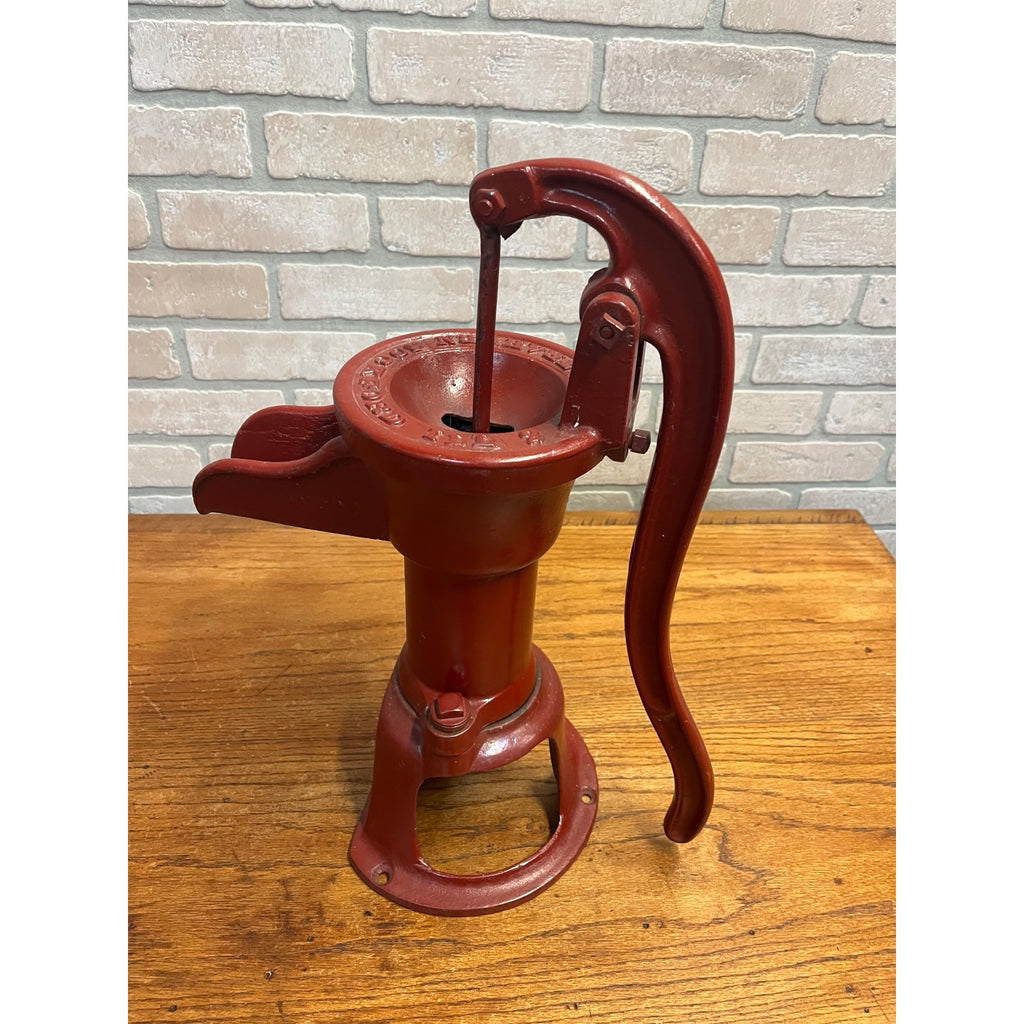 Vintage Red Trahern Pump Co. Cast Iron No. 2 Farm Water Hand Pump