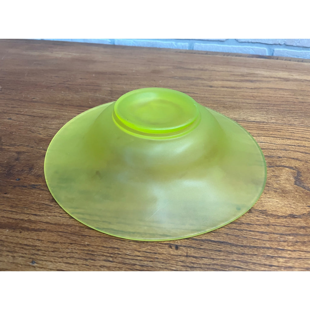Vintage Tiffin Glass Co Canary Yellow Satin Frosted Uranium 10.25" Bowl