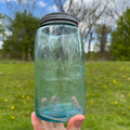 Antique Blue Aqua Mason Jar Shepard Hook Quart Canning Jar #26 W/ Lid