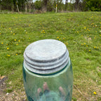 Antique Blue Aqua Mason Jar Shepard Hook Quart Canning Jar #26 W/ Lid