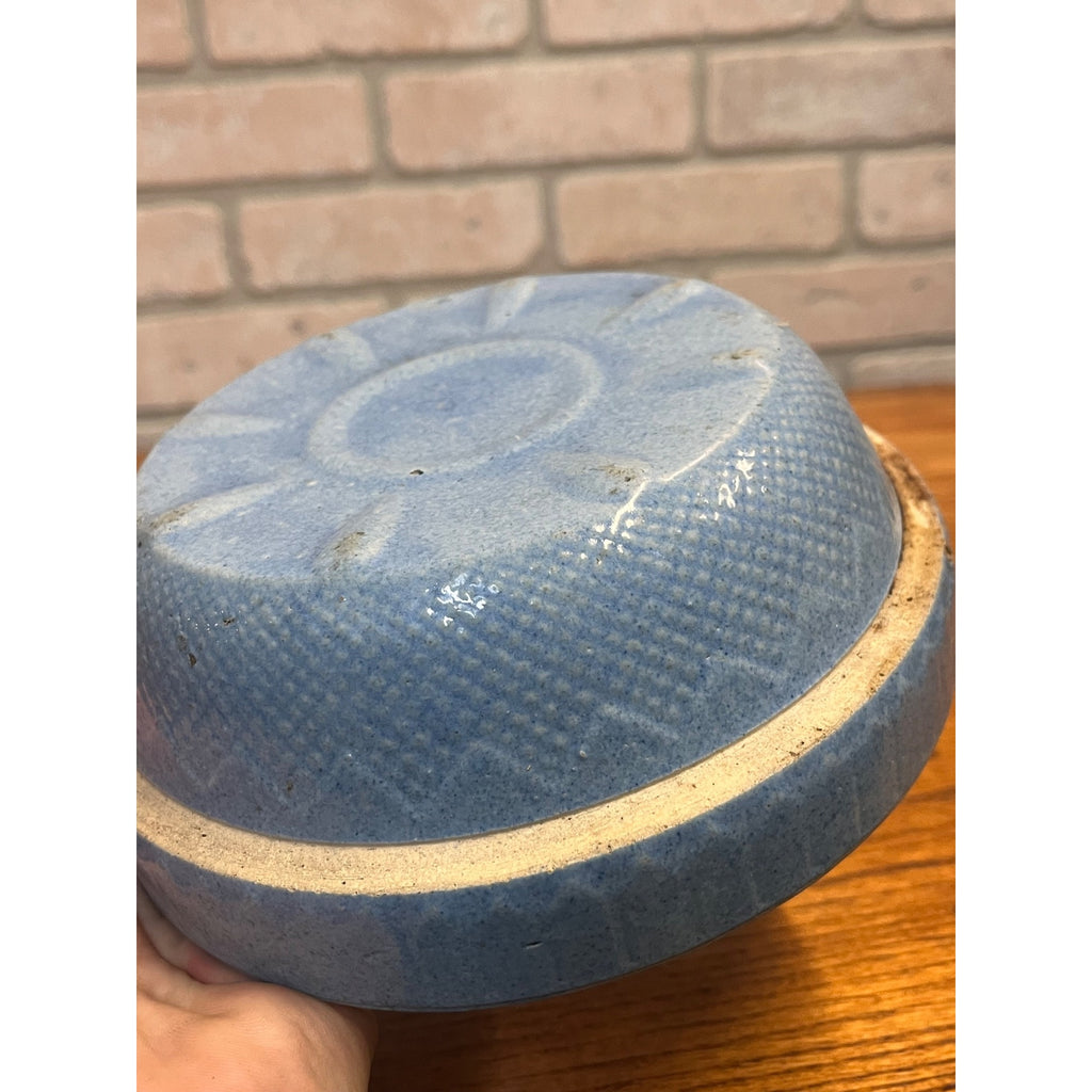Antique Roseville Venetian Light Blue Stoneware Mixing Bowl 7" Early Primitive