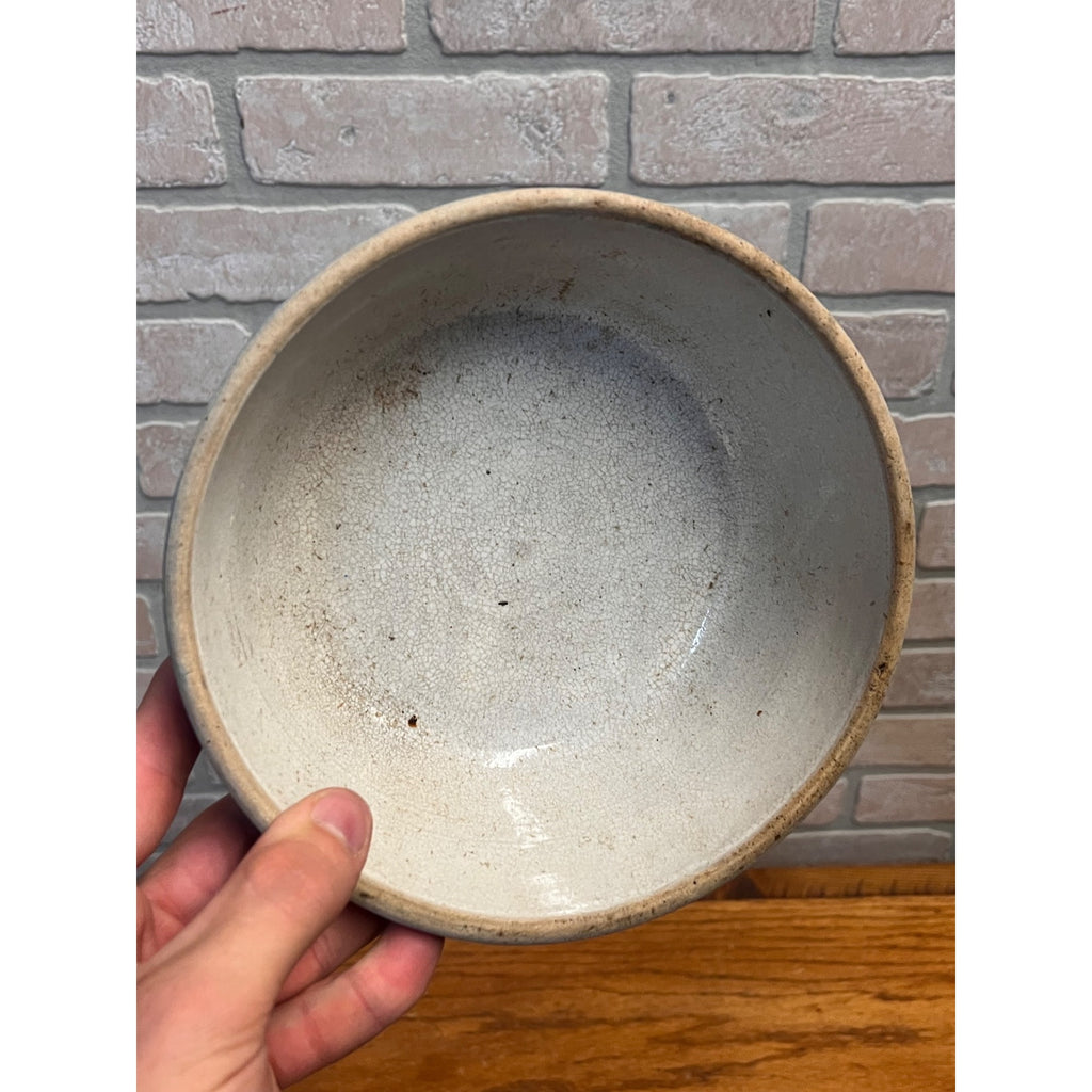 Antique Roseville Venetian Light Blue Stoneware Mixing Bowl 7" Early Primitive