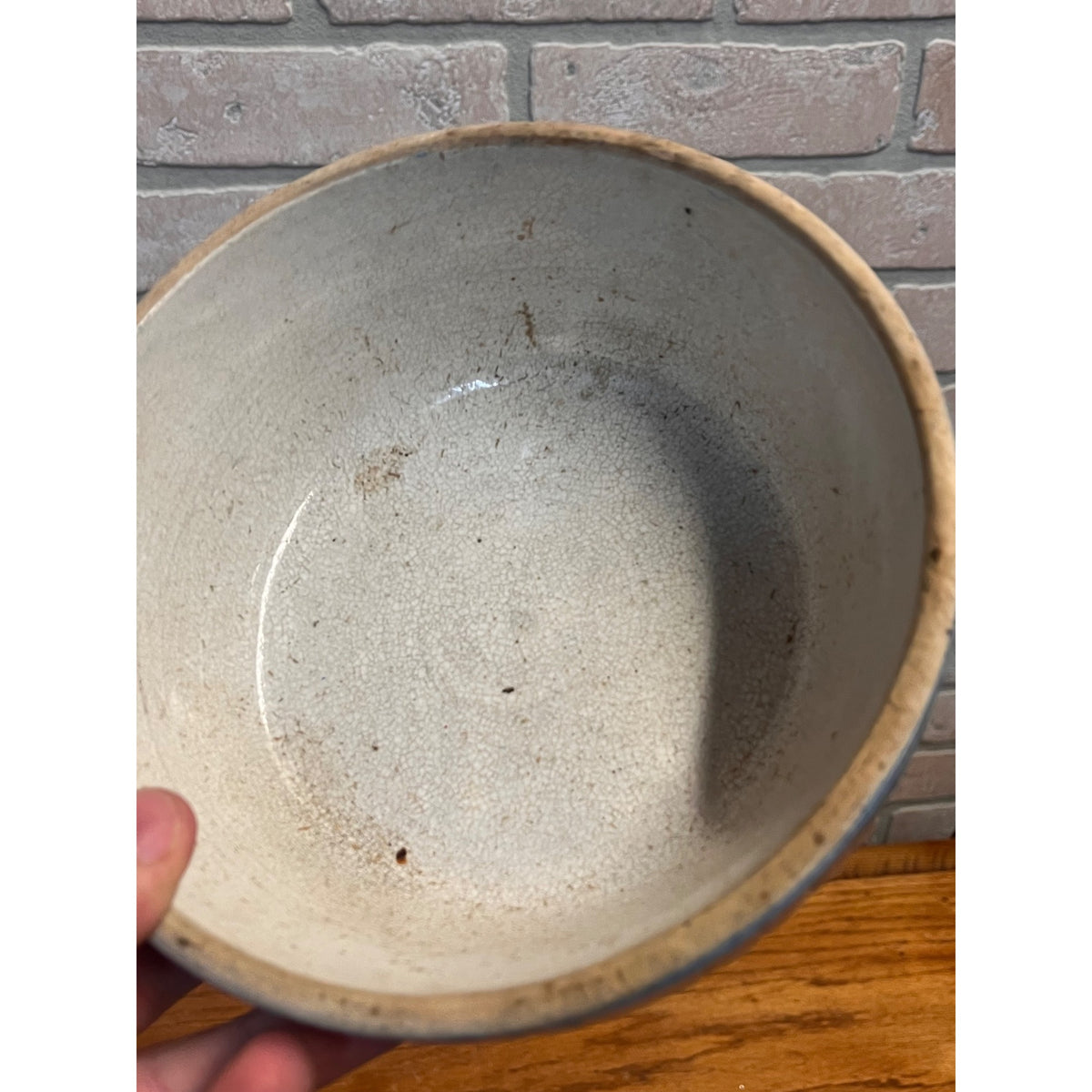 Antique Roseville Venetian Light Blue Stoneware Mixing Bowl 7" Early Primitive
