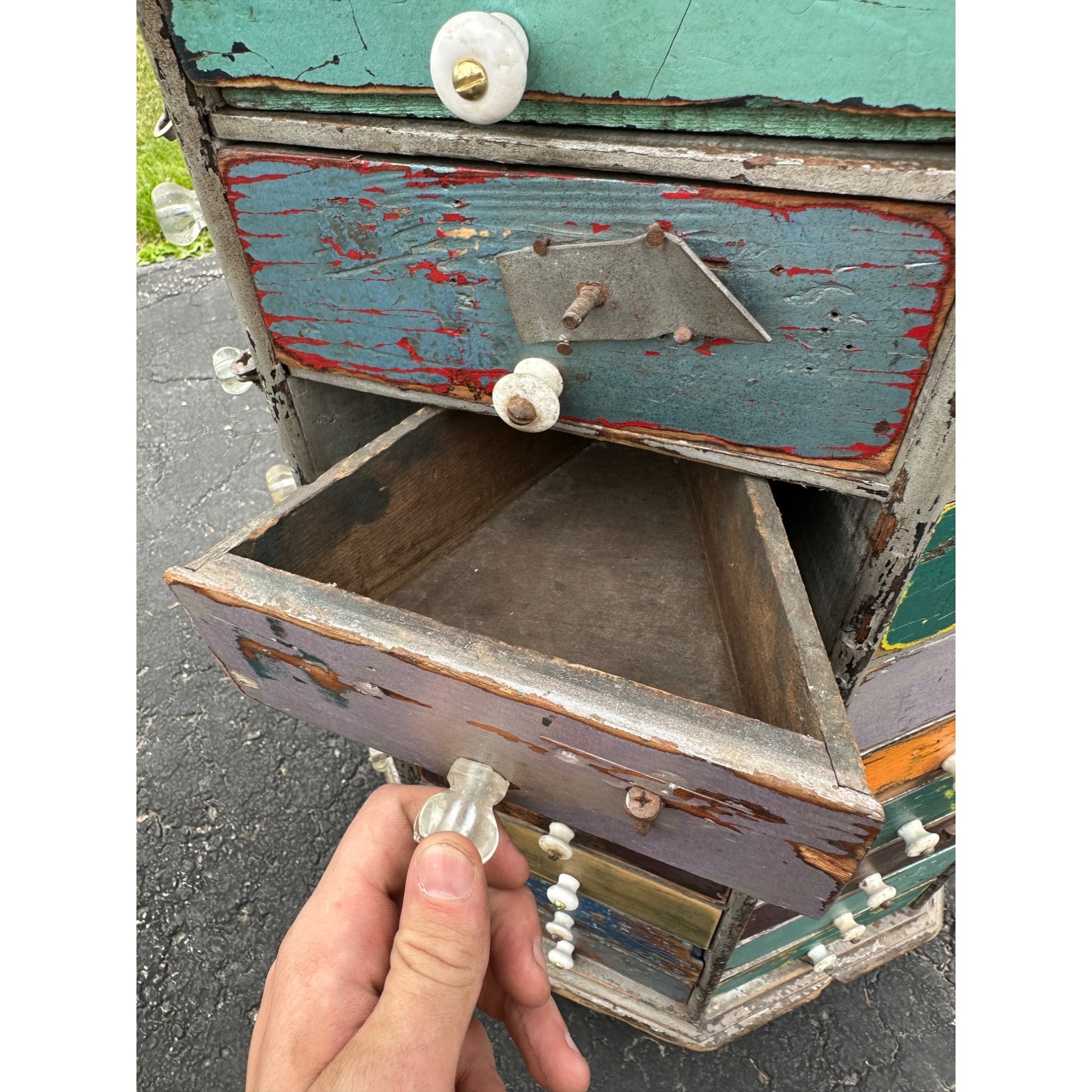 Antique Multicolor Rotating Parts Cabinet Hardware General Store Octagonal