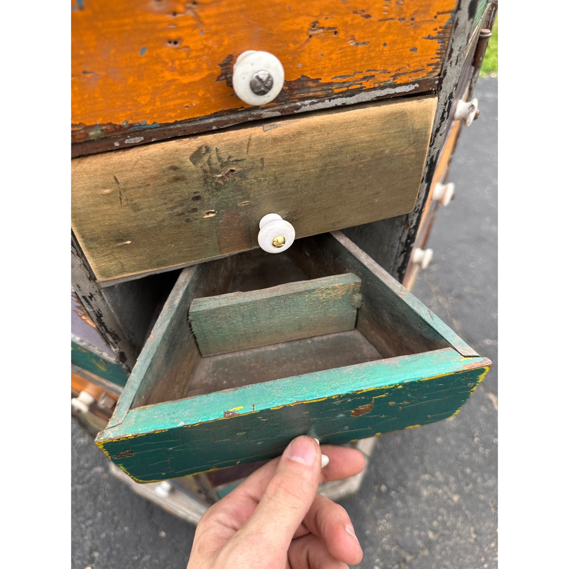 Antique Multicolor Rotating Parts Cabinet Hardware General Store Octagonal