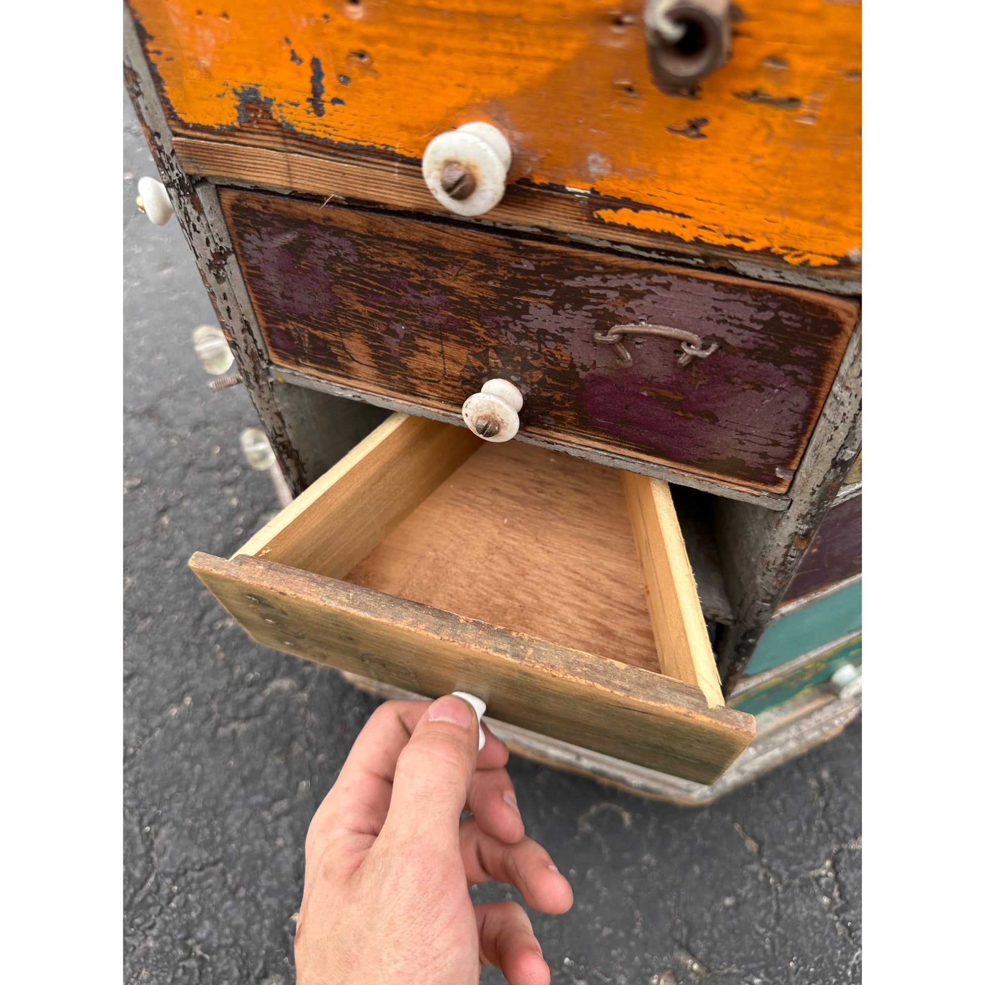 Antique Multicolor Rotating Parts Cabinet Hardware General Store Octagonal