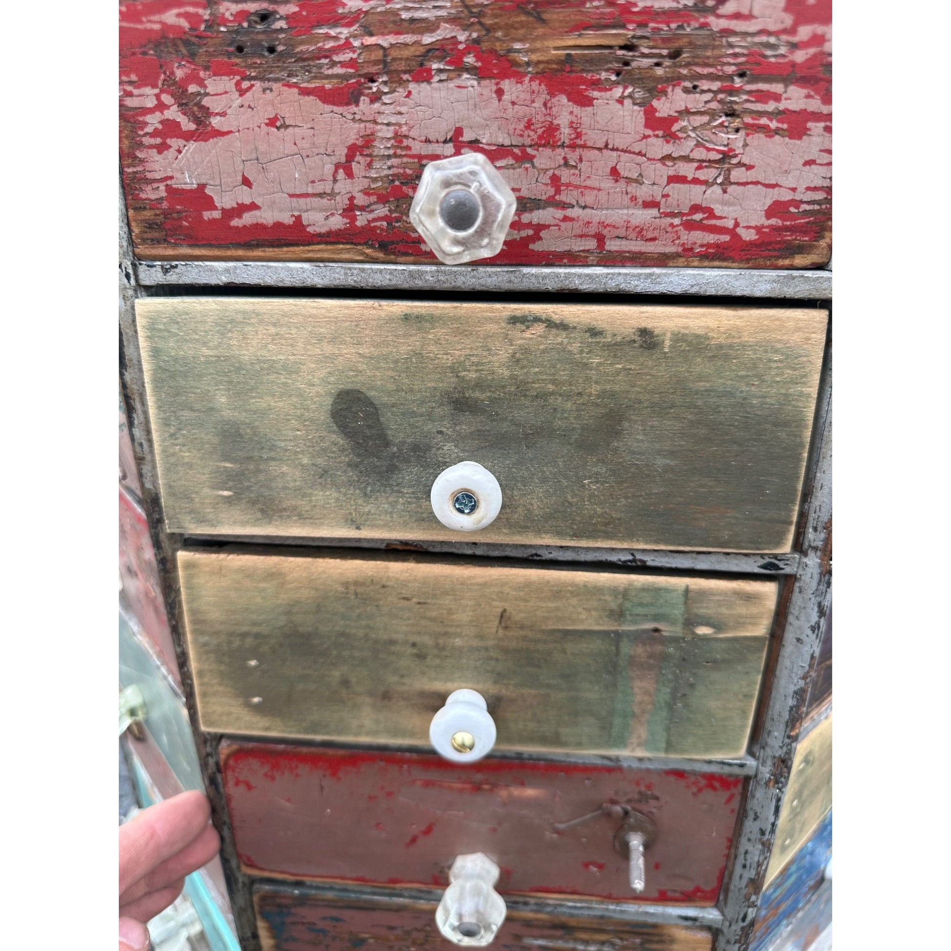 Antique Multicolor Rotating Parts Cabinet Hardware General Store Octagonal